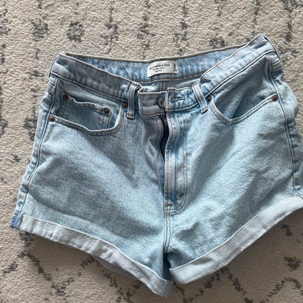 Abercrombie & Fitch Light Blue Denim Cuffed Jean Shorts